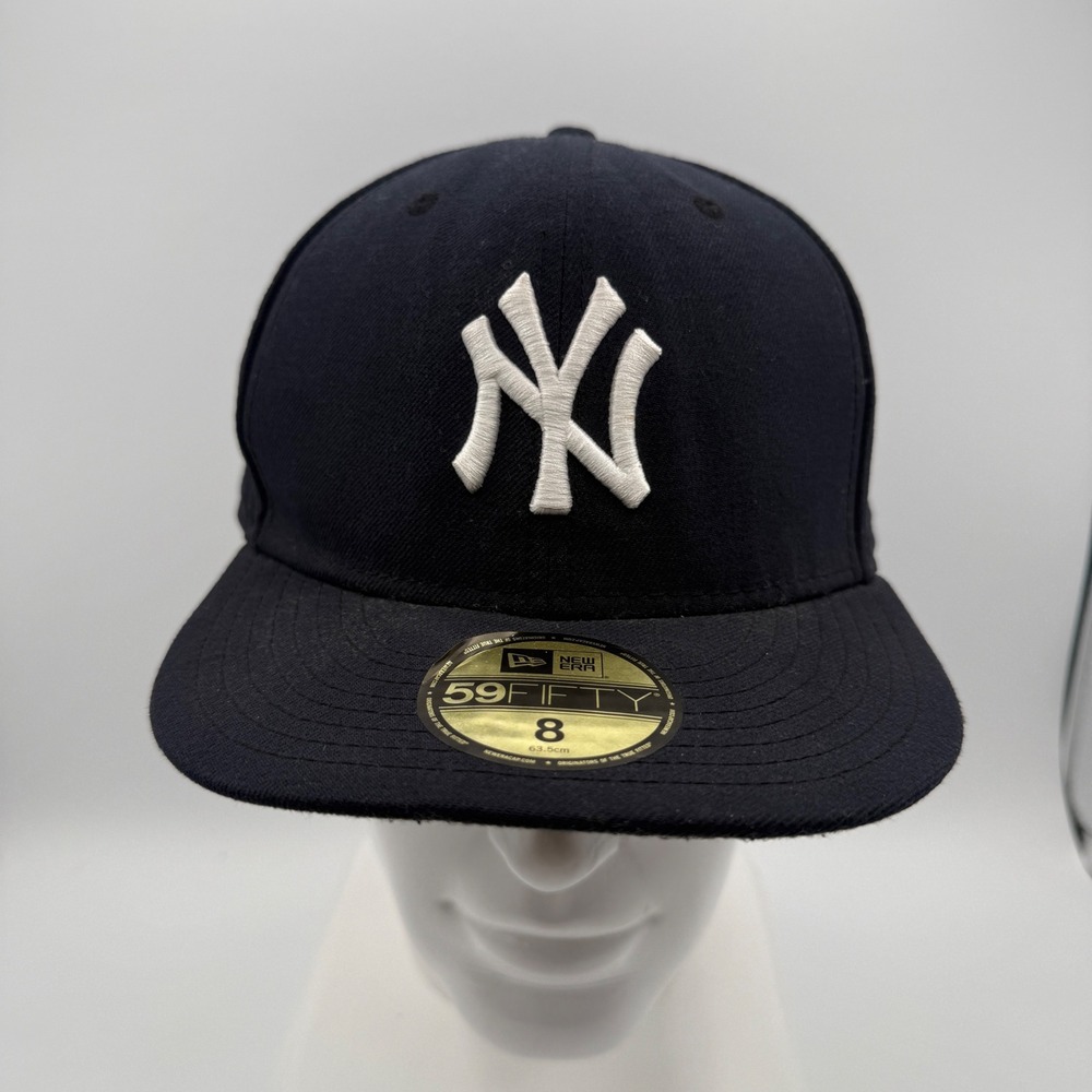 New Era 59FIFTY Hat Mens 8 Navy Blue NY Yankees Fitted On Field Cap MLB Baseball